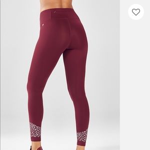 Fabletics black cherry leggings with reflective detail
